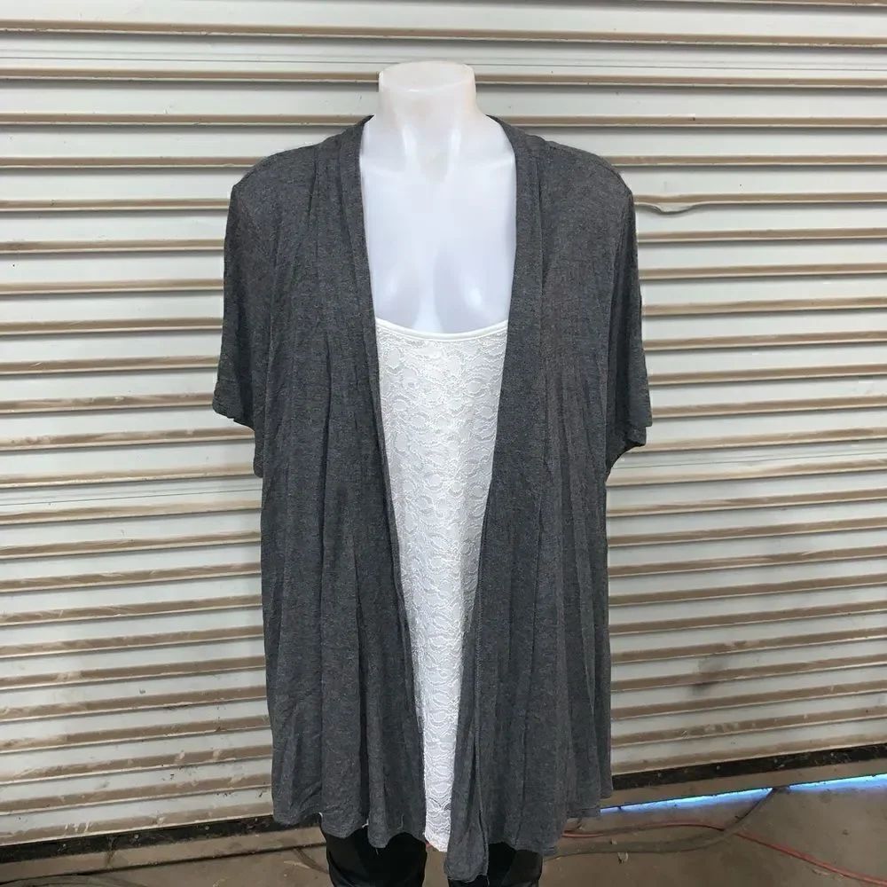 Lavish plus size mock shirt and cardigan